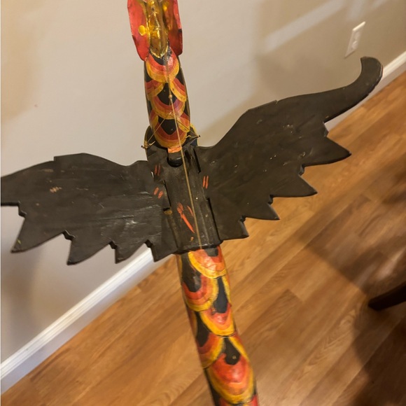 Handcrafted wooden Dragon Sculpture - Red and Gold - Picture 2 of 6